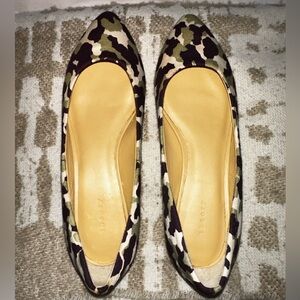 Theory Camouflage Flats in Purple, Green, and Cream